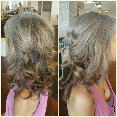 Took awhile but we finally got that silver metallic color! Color, cut, and style by Amy Heidman