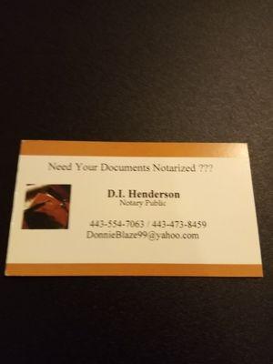 Donnie Henderson Notary Public