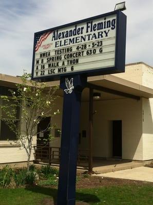 Main entrance and sign.