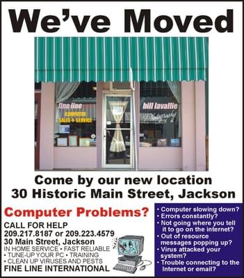 Fine Line International is located on Main Street in Jackson California. We have a loading zone directly in front.