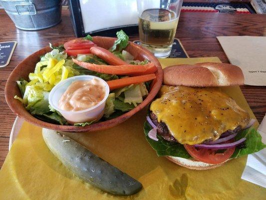 Classic burger with side salad. Delish!