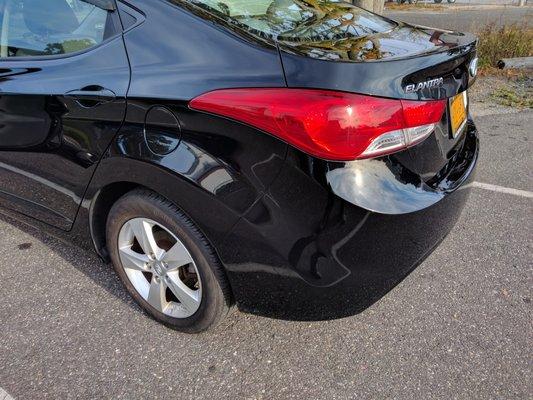 You can't tell my car was banged up anymore.