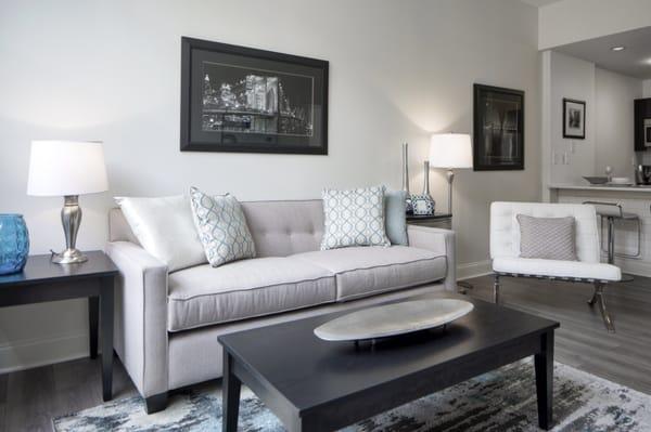 Open living area that flows from the kitchen