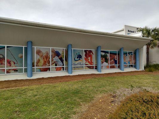 Outside of the building.