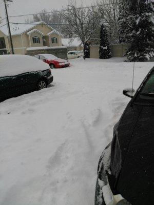 Our parking lot here at Murano .. I've seen 1 snow plow but have been stuck 4 times.