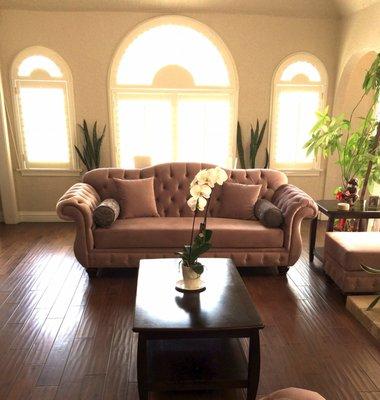 Completely custom living room sofa set Rose color!
