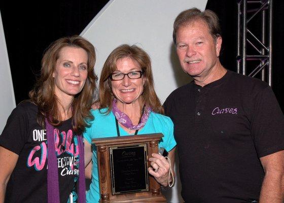 Awarded Curves Leadership Award in 2010 from Curves Intl and founders Gary and Diane Heavin.