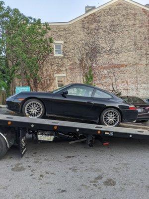 Car being towed