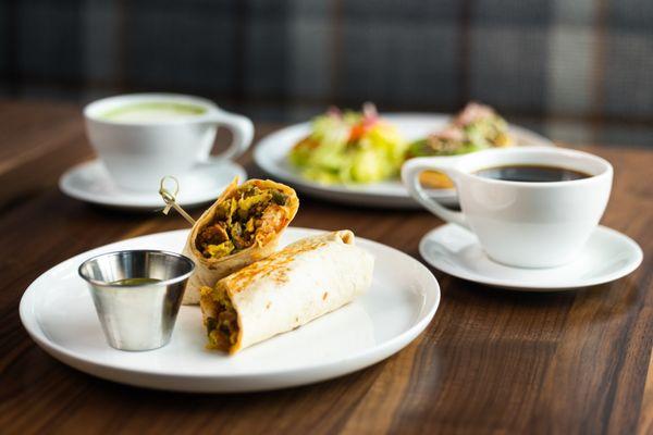 Coffee and Breakfast Burrito at Unravel Coffee and Wild Pine Mountain Bistro