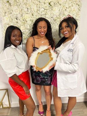 This happy client took the teeth whitening class with us and also took part in our model deal promotions for lip fillers.