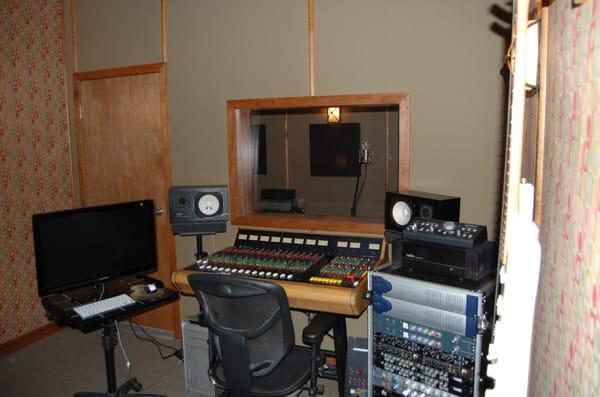Control room and vocal booth.