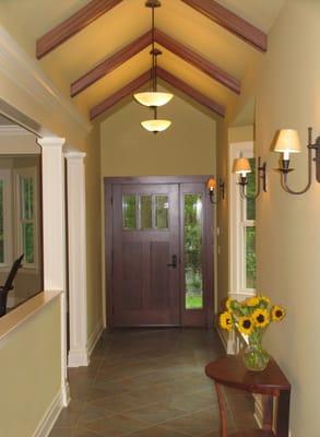 Arts and Crafts style new home on a flag lot. Four bedroom 3,500 s.f. with a comfortable floor plan incorporating passive sol...