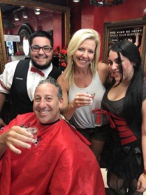 Who says getting a haircut is no fun? This place is one of a kind. Like the old days with a hipster flavor. Cold vodka shots!