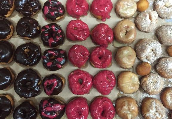 DONUTS! Carob, Blackberry, Maple, Sugar-cinnamon, oh-my.