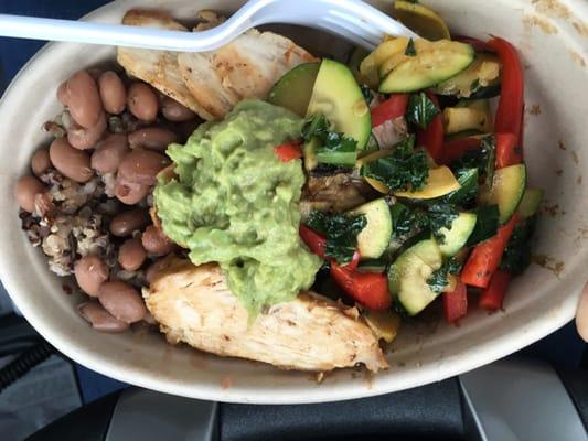 Chicken bowl with avocado cream dressing (not pictured)