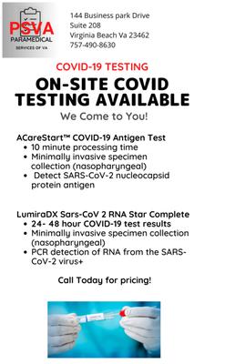 On-Site COVID testing!