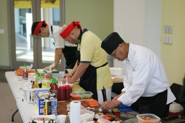 Chef Mike and student's during live Sushi Demonstration
