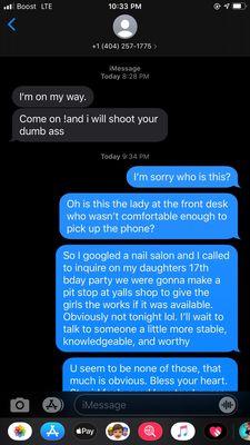 Owner threatens a possible customer