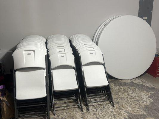 Norm's. Tables and chairs rental