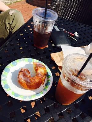 Iced coffees and a glazed donut the girls were nice enough to bring us to try for free! So tastey