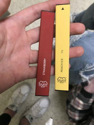 Strawberry one came from high beast vape, the actual puff bar in the yellow cake from one stop.