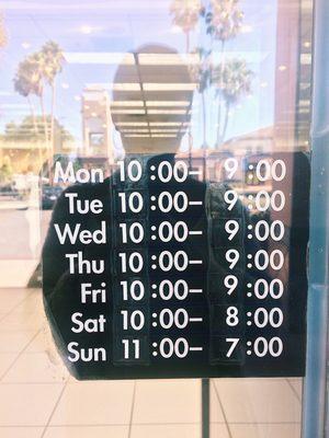 Daily hours.