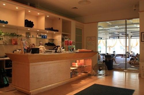 Check in desk at BIkram Yoga Upper East Side