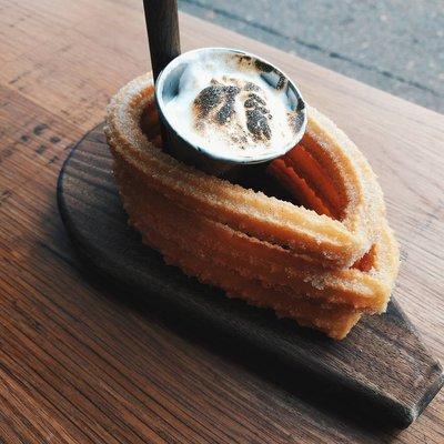 Cinnamon churros and marshmallow dip