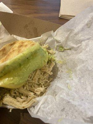 Shredded chicken Arepa. Chicken was disappointing. Service was great will try something else again.