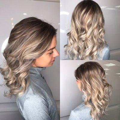 Blonde, Balayage, hair styling