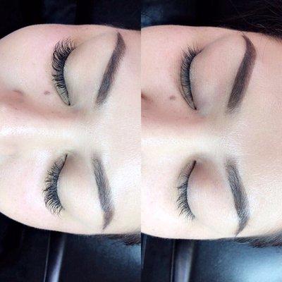 Before lashes on the right, after lashes on the left!