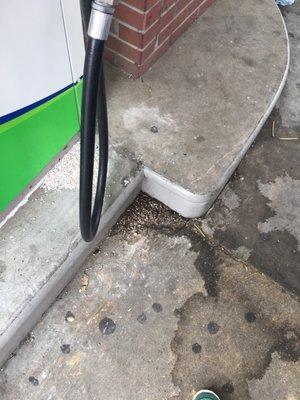 Great Location but this place is DIRTY! Average prices.. they removed the handle latches so you have to stand there while you fill up.