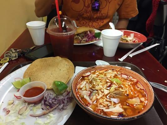 Posole and torta with a tachimoli... Absolutely delicious!!!