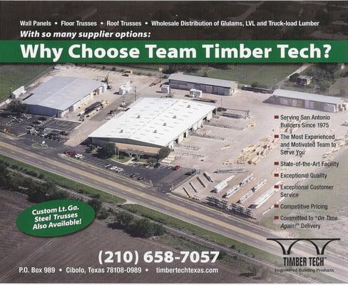 Aerial view of Timber Tech Texas' one acre manufacturing plant