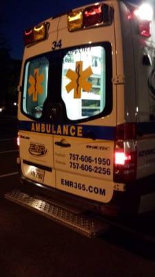 EMR ambulance at night