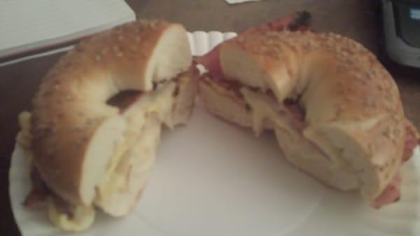 Ham, Egg & Cheese on an Everything Bagel! YUM!
