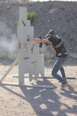 shooting a course of fire at the end of their one day course