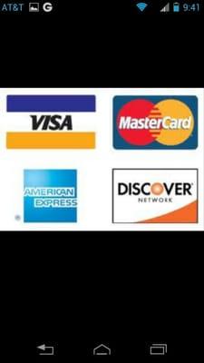 Accepts a major credit cards!!!