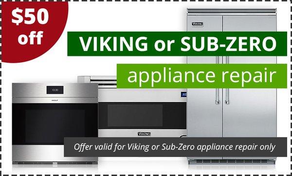 Viking or Sub Zero $50 off appliance repair