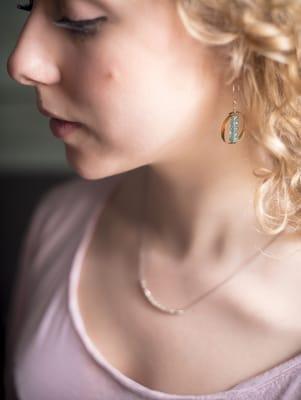 Champagne and Chocolate Diamond Necklace, Gemstone "Twist & Turn" Earrings