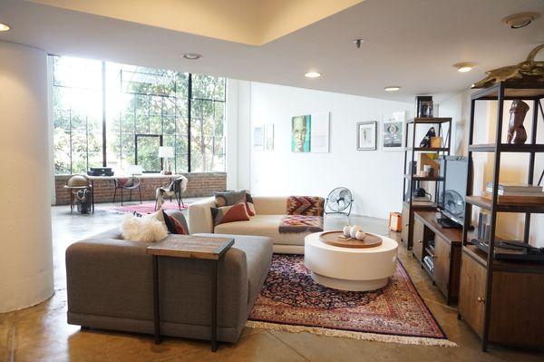 Lounge area for clients- couches can be moved to open up space.