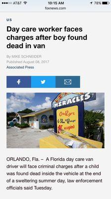No miracles here. http://www.foxnews.com/us/2017/08/08/police-find-young-child-dead-in-van-outside-florida-day-care.html
