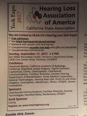 List of sponsors and attendees; #advancedbionics #CAAA #CTAP #CapTel #CaptionCall #Clarity #ClearCaption #ClearSounds #cochlear #HLAA