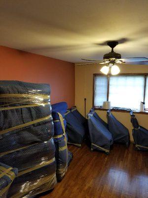 Furniture nicely covered to prevent any scratches and/or tears.