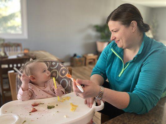 The beginning of eating table foods...