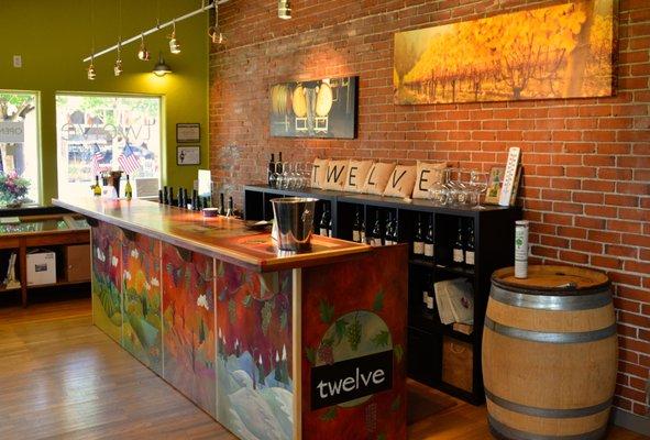 The colorful tasting bar at Twelve