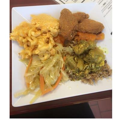 Small Sampler of Mac n Cheese, Curry Chicken, Cabbage, Rice n Peas, and Candied Yams!!