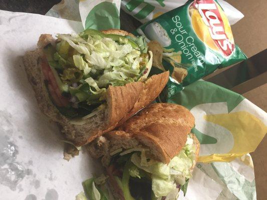 Veggie foot long with chips take out