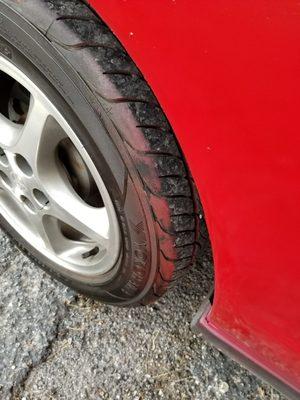 Horrible overspray on the tires and wheel!