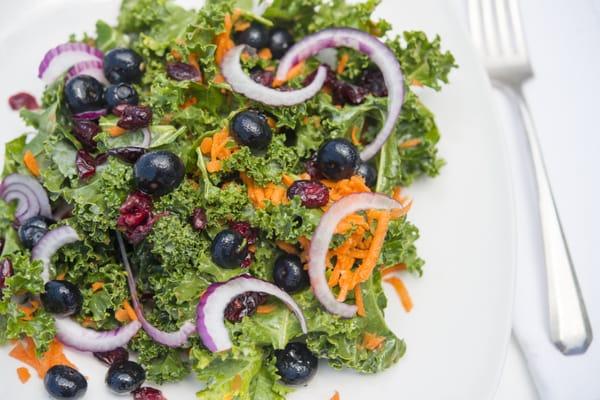 Organic Summer Kale and Blueberry Salad